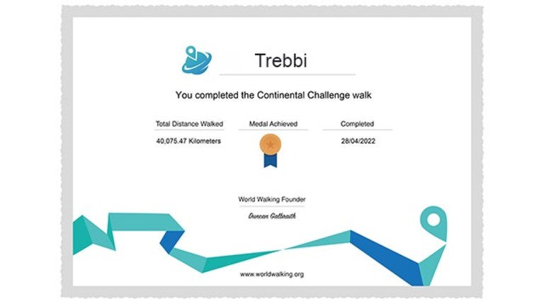 FHP and Trebbi completed the Continental Challenge walk